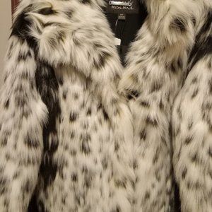 Mixed white and black faux fur jacket
